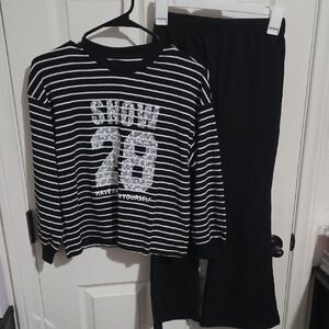 SHEIN Black and White Striped Pajama Set